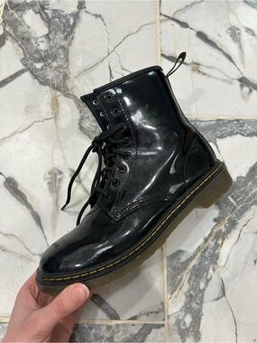 Dr. Martens Black Patent Leather Combat Boots Size 6